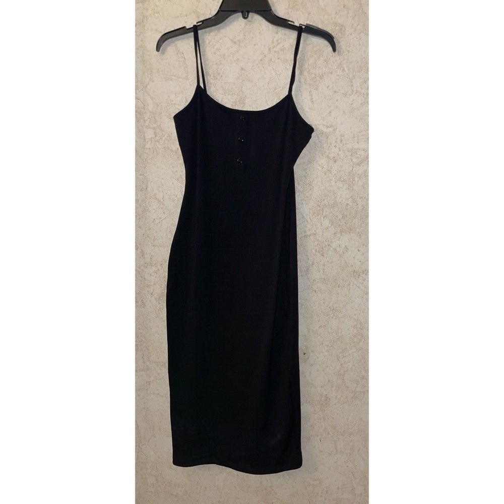 Popular 21 Ribbed Button Bodycon Midi Dress - Picture 3 of 8